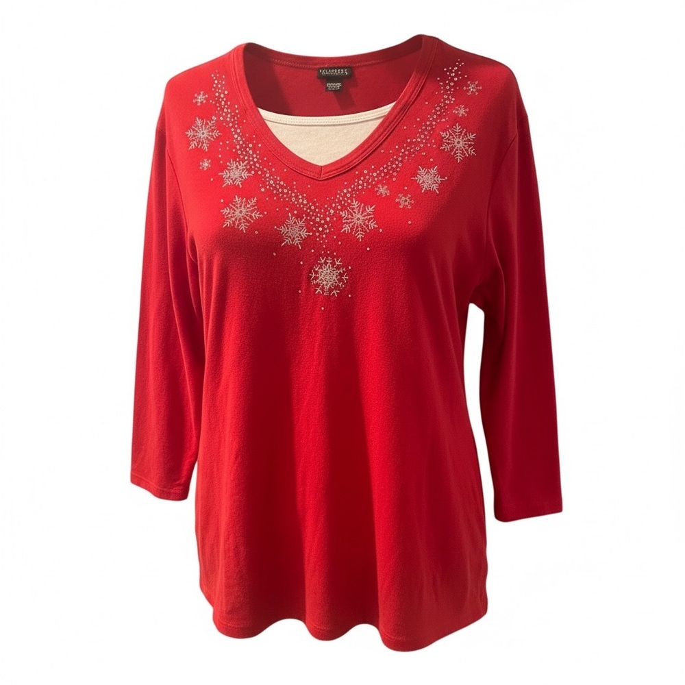 Red Snowflake Embellished Shirt